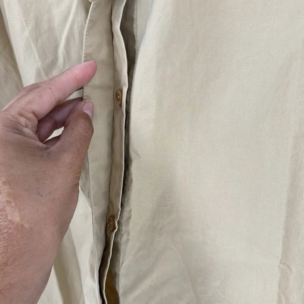 Mazik mock neck ruffle trim mock neck button down minimalist maximalist size M Tan Size M - Image 5