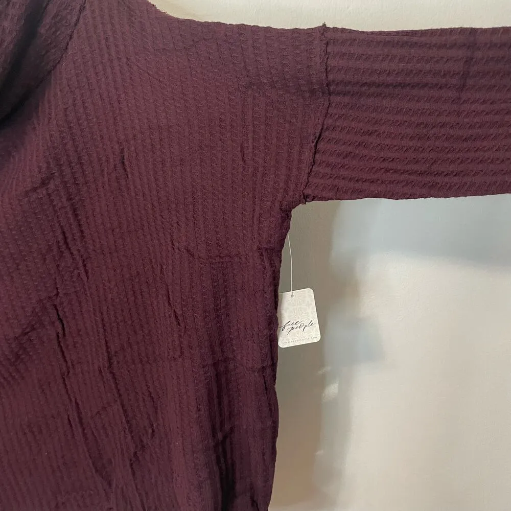 Free People Juicy Long Sleeve M Date Night Waffle Knit Cowl Neck Dolman Sleeve - Image 3