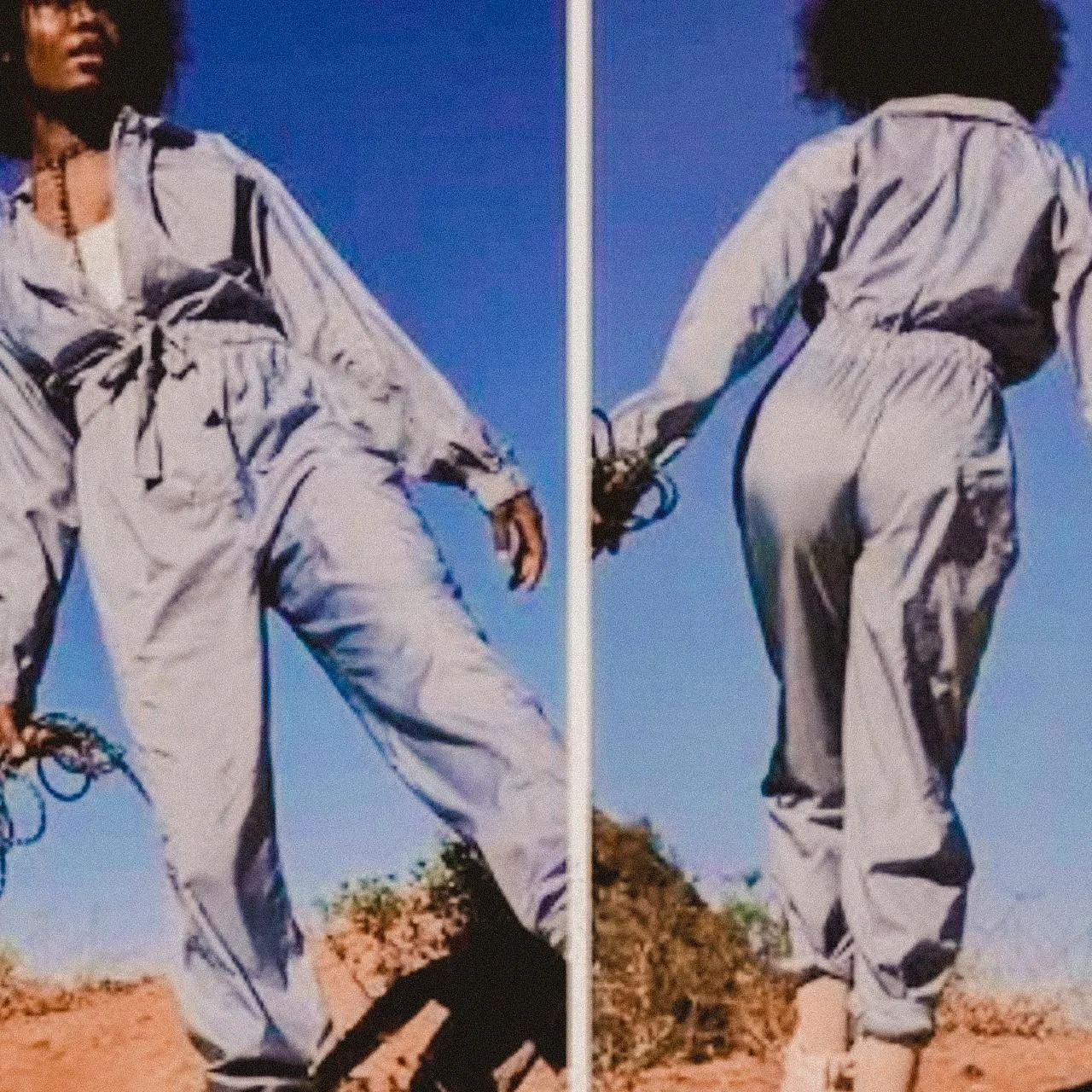 Free People Movement Golden Hour Blue Track Jumpsuit Gorpcore Sporty Utility (M) - Image 2