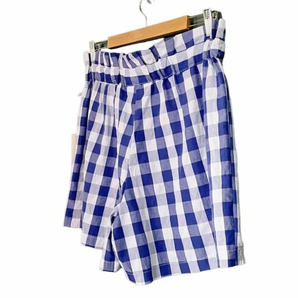 NWT Joie Gingham Shorts Blue & White Check Cotton Paper Bag Waist Size XL NEW - Image 5
