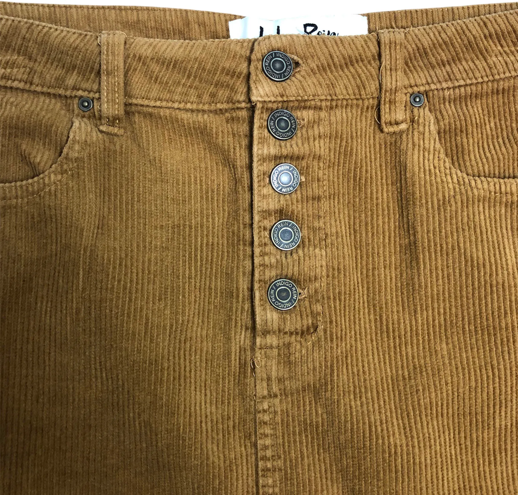 Indigo Rein Half Button Front Corduroy Mini Skirt - Image 3