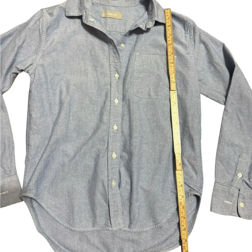 Everlane 100% Cotton Button Down Shirt Classic Chambray Blue Sz 00 Soft Girl Era - Image 7