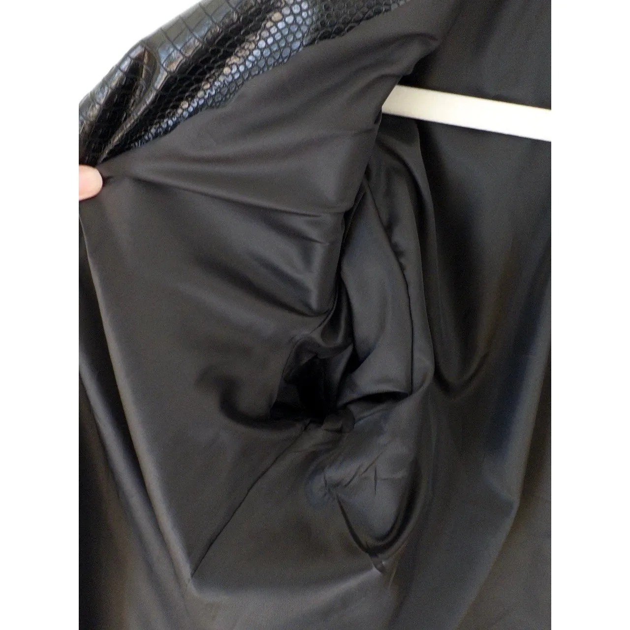 LIONESS Black Faux Croc Embossed Button Front Blazer Jacket, Women's Size M - Image 6