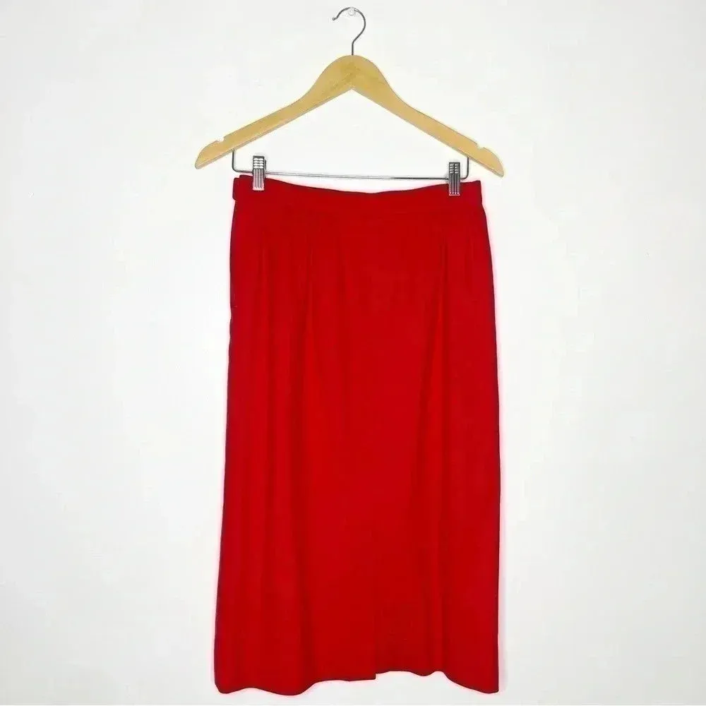 Pendleton Red Vintage Wool Blazer Skirt Suit Set Size 6 - Image 3