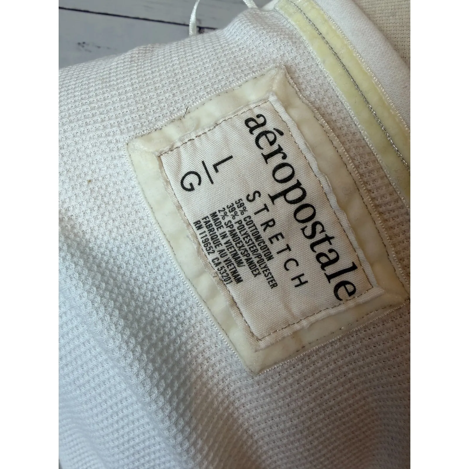 Aeropostale Thermal Waffle Knit Y2K Henley Top Womens Large White Bella Swan - Image 3