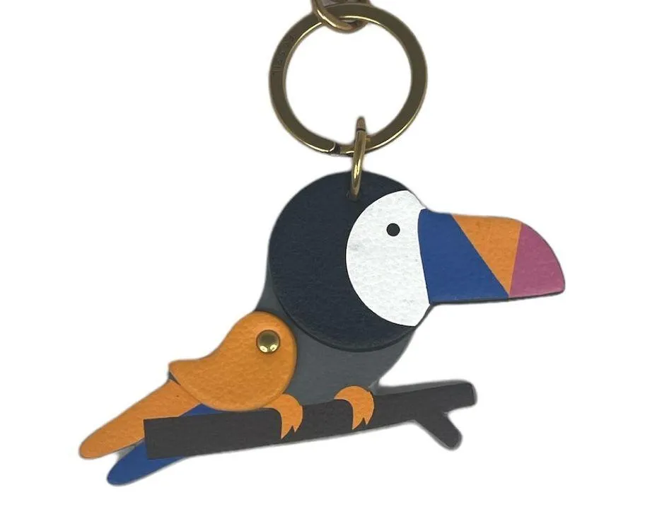 Fossil Toucan Bird Sofia Key Fob Key Chain Black Orange - Image 2