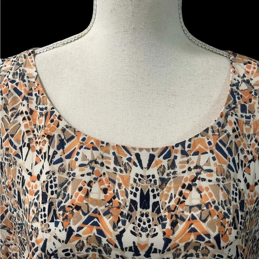 NWT Nine West Tropica Sleeveless Lined Top Multicolored Abstract Careerwear 16 - Image 3