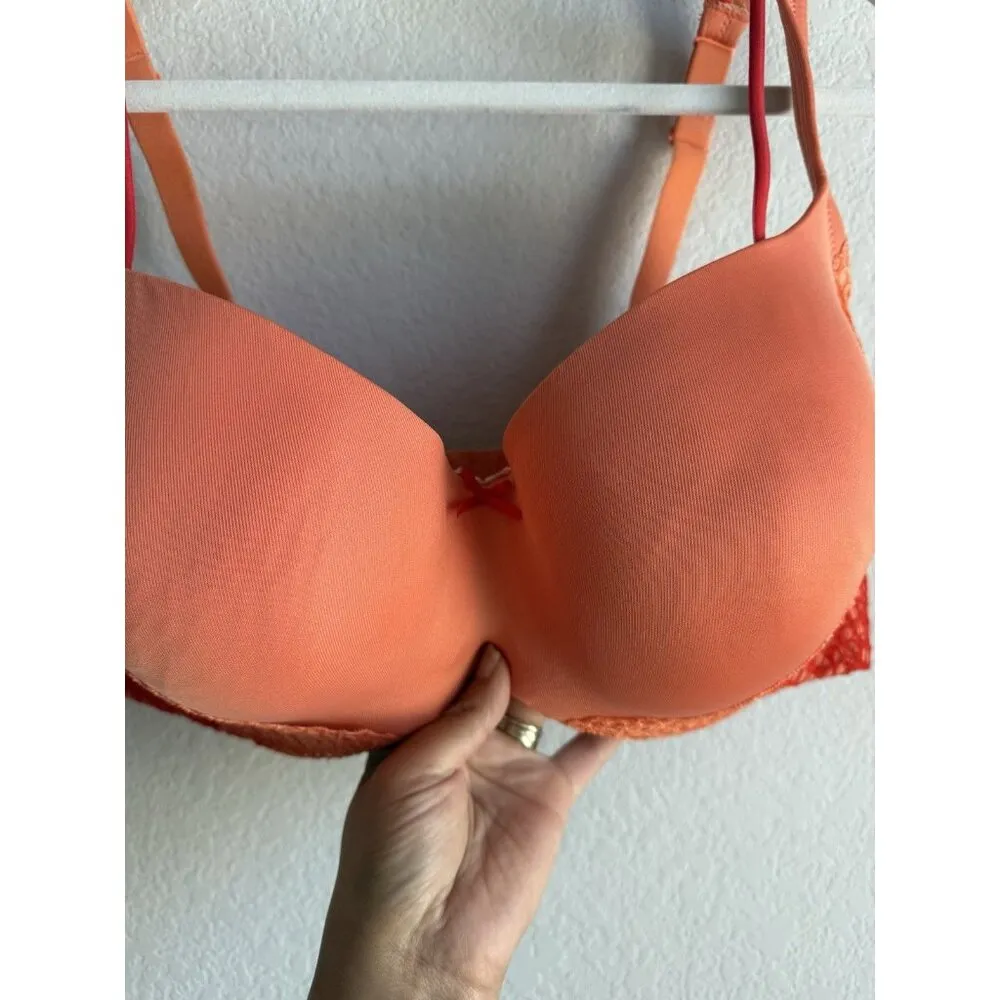 Cacique Women’s Ombré Linear Lace Smooth Balconette‎ Bra Orange Lace Size 42DD - Image 6