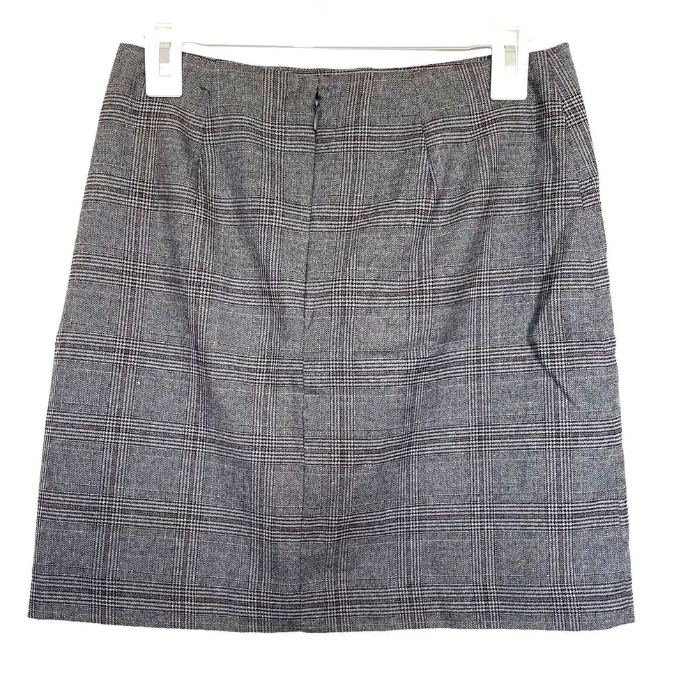 Womens Skirt Size 2 Embroidered Duck Plaid Career Office Wear Plaid Preppy - Image 2