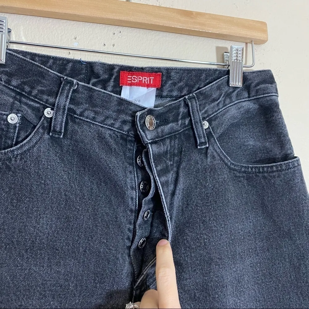 Vintage 90’s Esprit Black High Rise Straight Leg Button Fly Jean Size 28 - Image 4