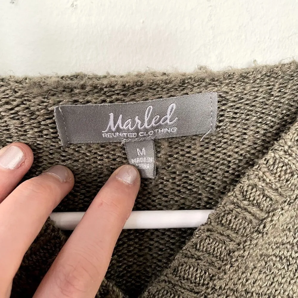 Marled sweater weather hooded knit top comfortable warm women size M Green Size M - Image 4