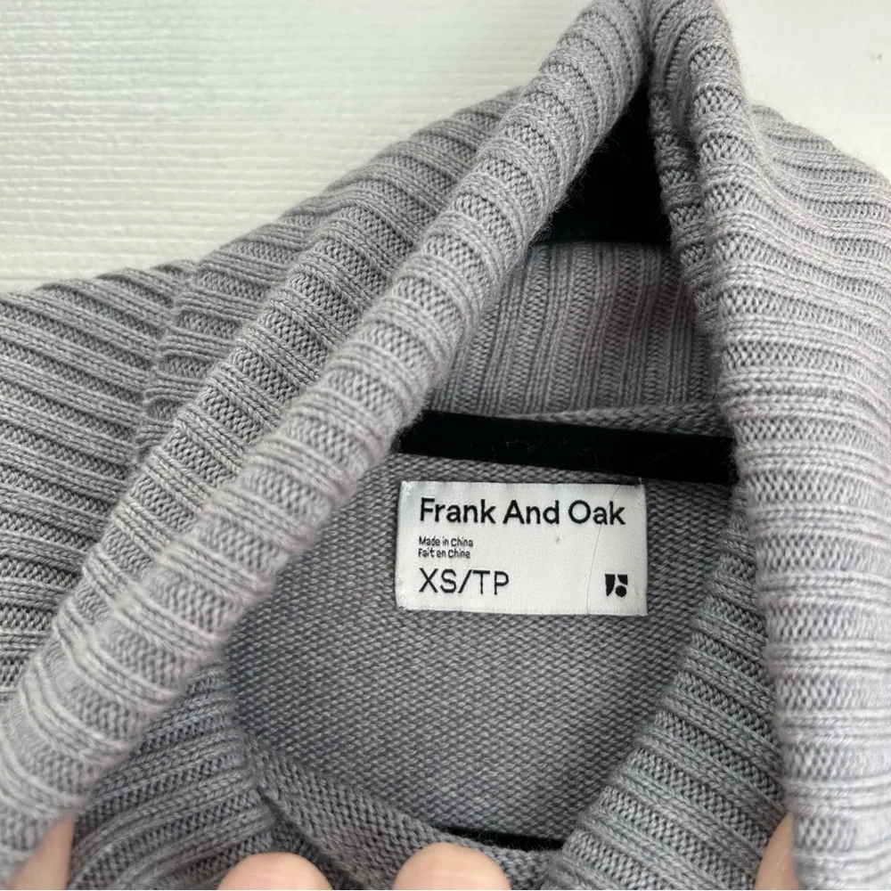 Turtleneck Merino Wool Sweater Dress Gray Size XS - Image 4