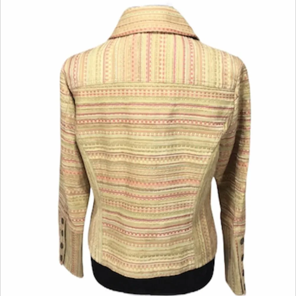 Urban Haggar Petite Striped Blazer Tan, Pink, 6 Petite Tan Size 6P - Image 2