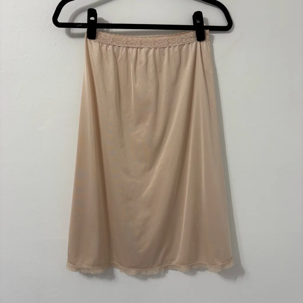 Vintage Fortune Nude Lace Nylon Skirt Slip Size L - Image 3