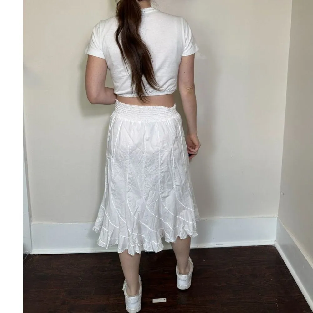 Grace Elements 100% Cotton White Flowy Midi Skirt Size Large - Image 3