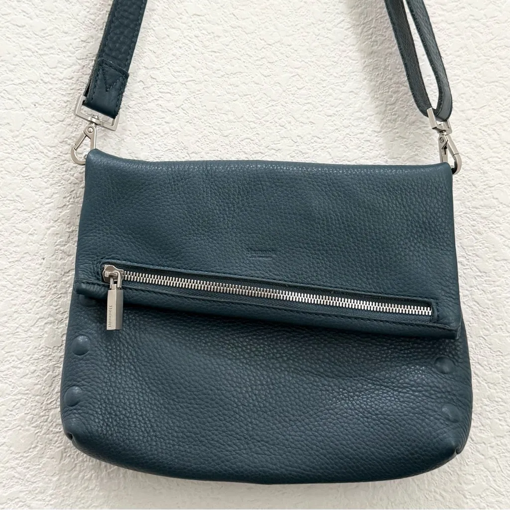 HAMMITT VIP Medium Occasion Teal Embossed Rivet Pebbled Leather Clutch Crossbody - Image 1