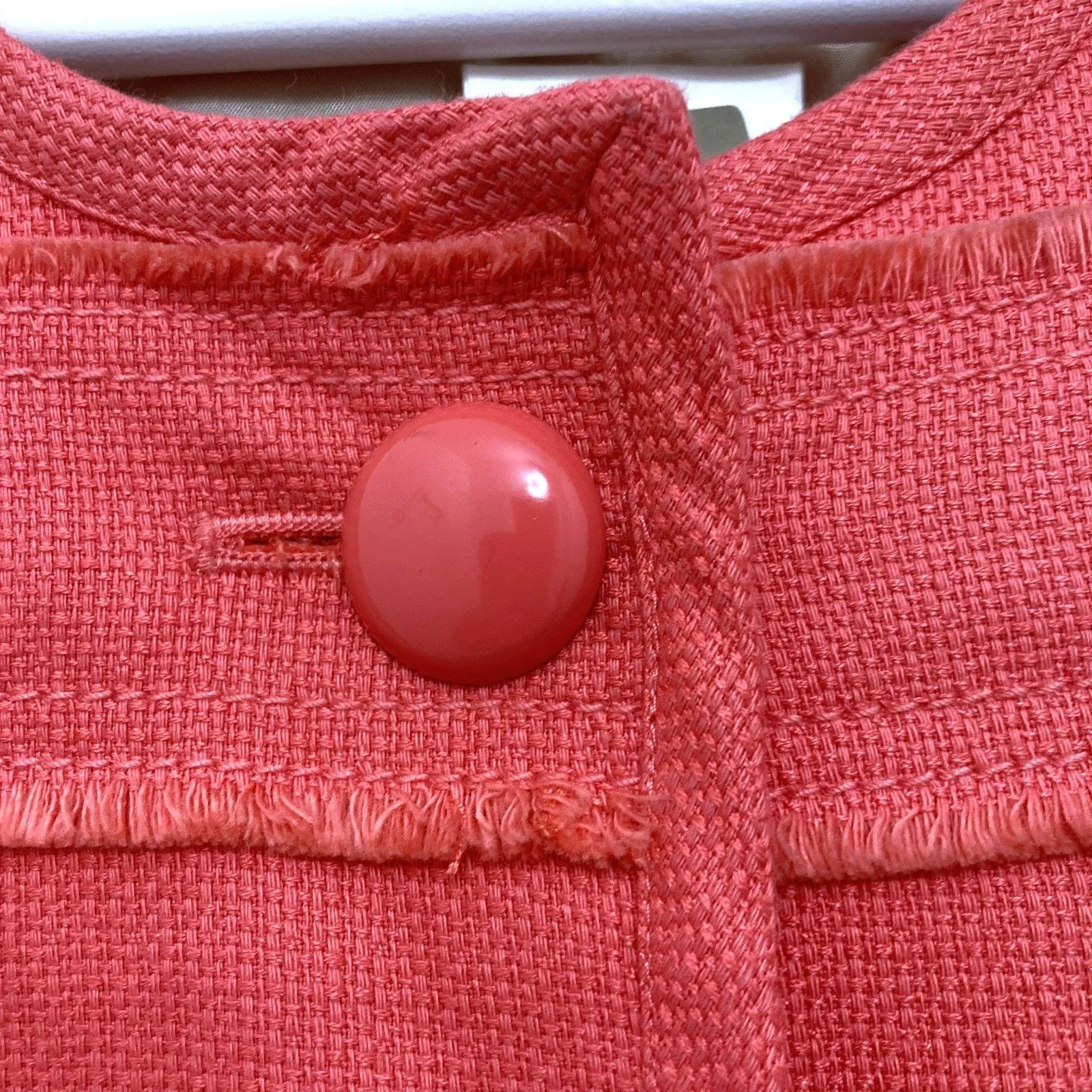 J.Crew Coral Pink Fringe Cropped Button Front Jacket NWT Size 4 Elegant - Image 6