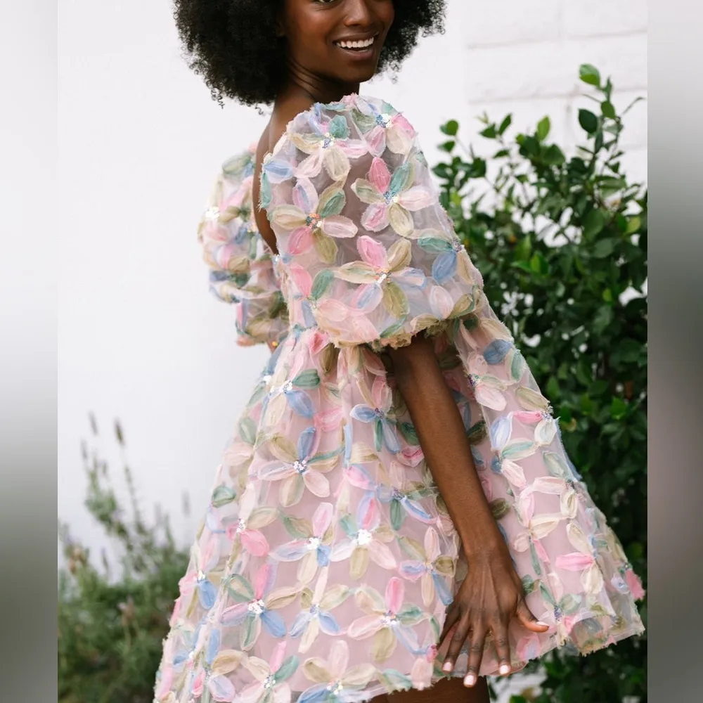 NWT  Floral Sequin Babydoll Dress - Image 12