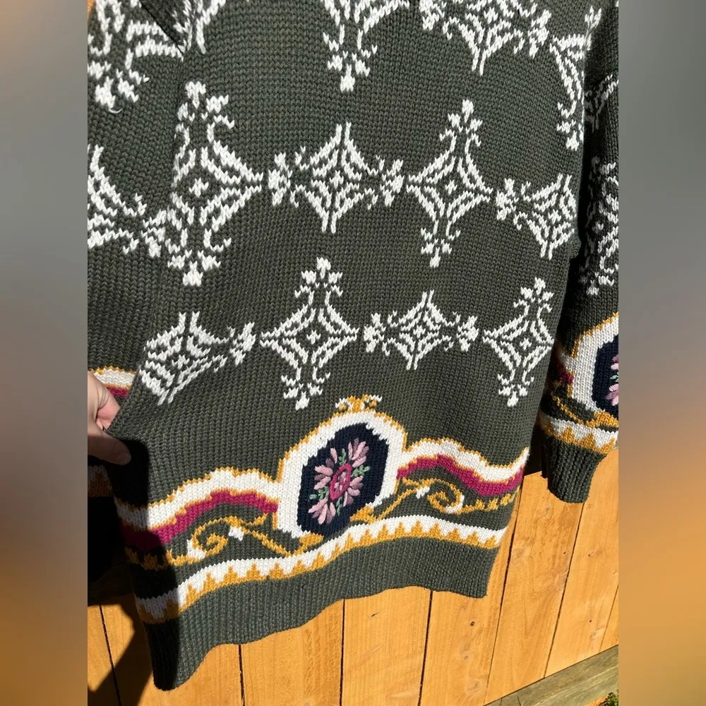 Vintage Floral Best American Clothing Sweater Sz small‎ green 90s cottage cozy - Image 10