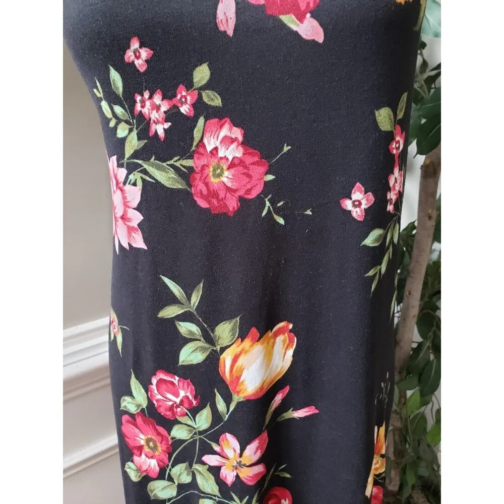 Nine Britton Women's Black Floral Round Neck Sleeveless Knee Length Dress XXL - Image 3