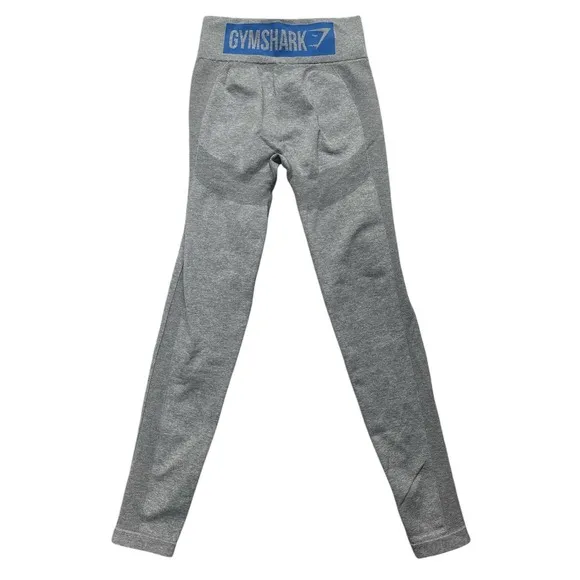 Gymshark Flex Seamless High Waist Marl Grey Blue Leggings S Dry‎ Moisture Yoga - Image 2