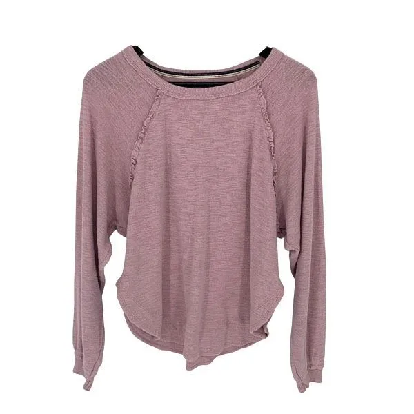 PILCRO Anthropologie Womens Ruffle Raglan Long Sleeve Pullover Sweater Pink XS - Image 2
