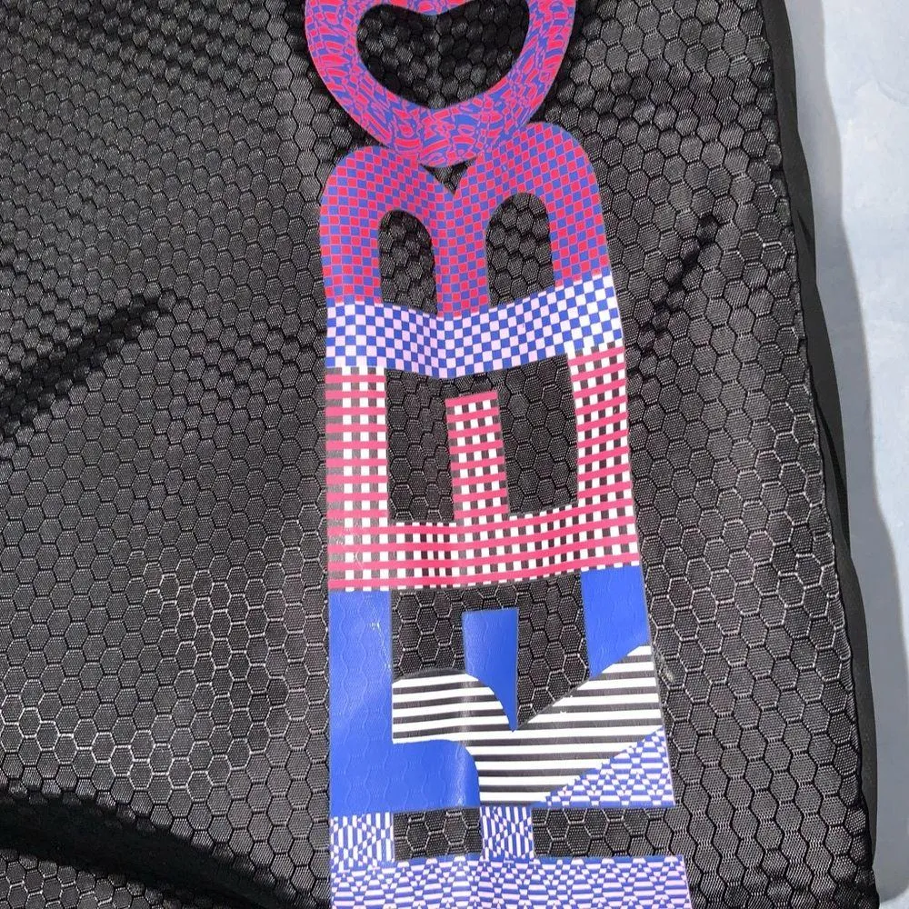 Black Shoulder Gym Bag~Drawstring~Colorful Graphic Logo~Large~20X14X6 - Image 4