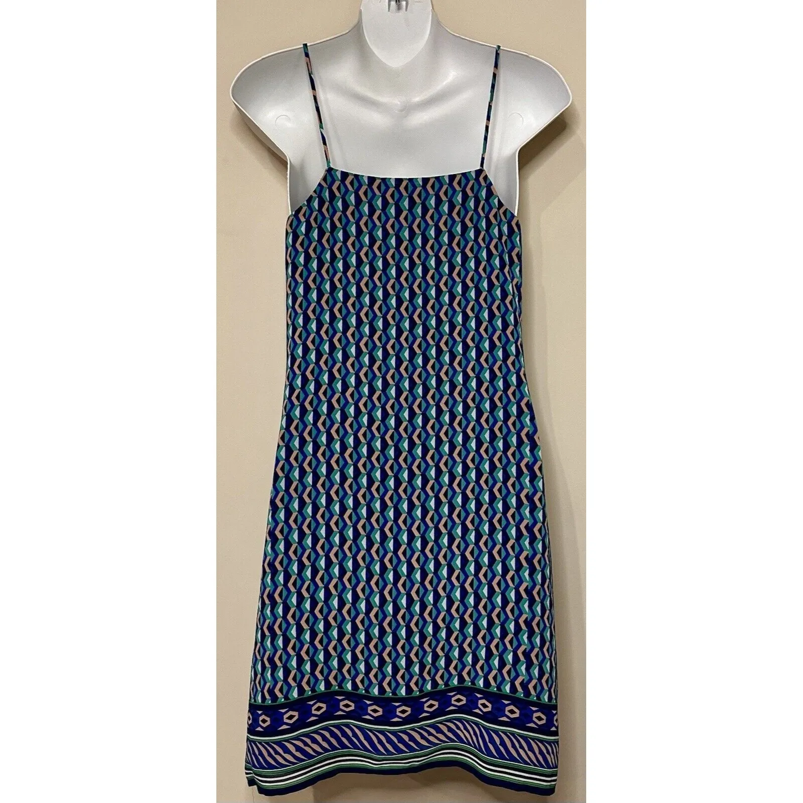 Anthropologie Maeve Womens 100% Silk Geometric Patterned Slip Dress Size M EUC! - Image 3