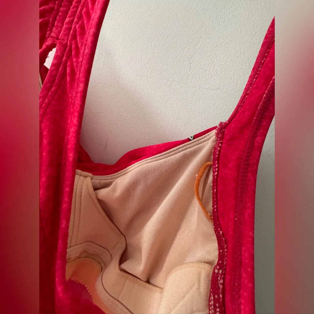 Athleta Salina Montego Swim Dress Hot Pink Paisley Racerback - Image 6