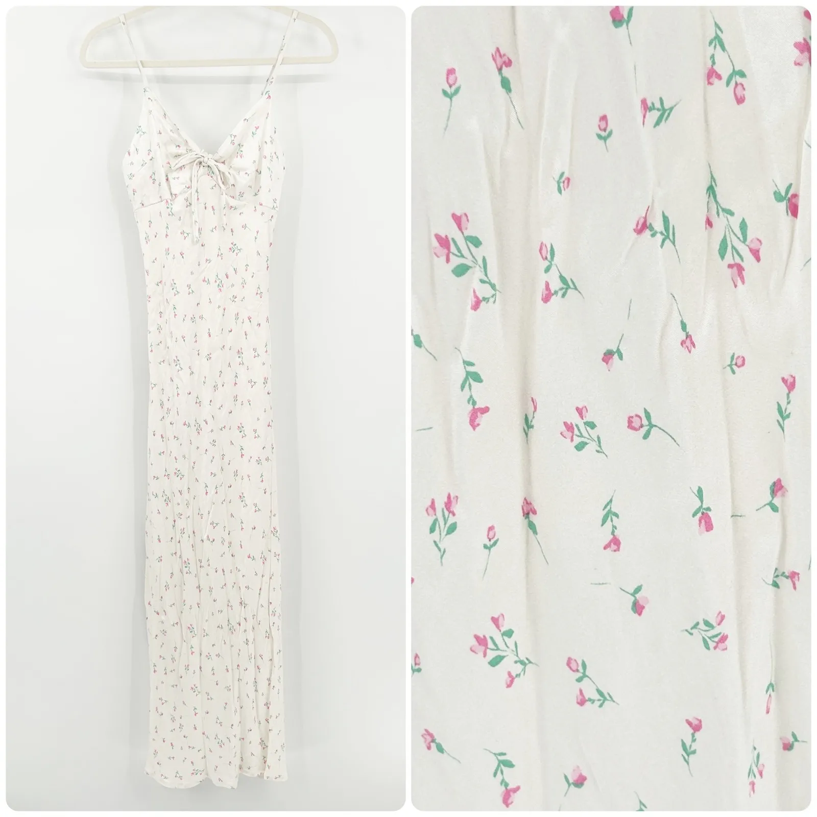 Wild Fable Cottagecore Coquette Fairy‎ Ditsy Floral Ruched Front Maxi Slip Dress - Image 3