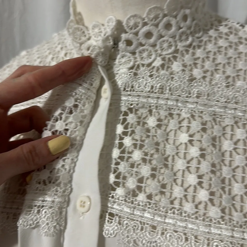 Embroidered lace inset blouse - Image 3