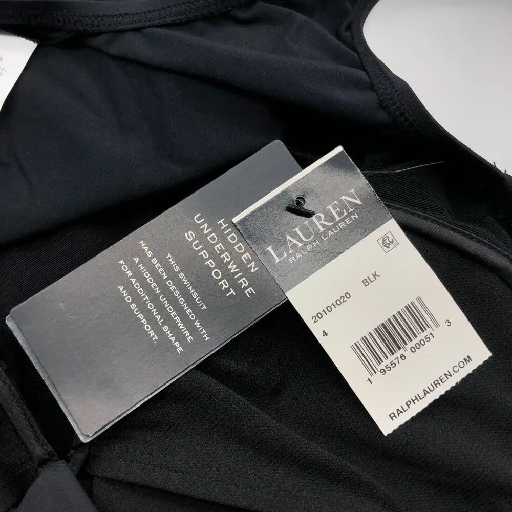 Lauren Ralph Lauren Hidden Underwire Support Ruffle Tankini Swimsuit Black 4 - Image 6