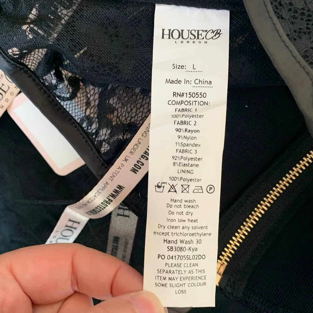 NWT House of CB Kya Bustier Crop Top with Sheer Mesh Short Sleeve in Black - Image 8