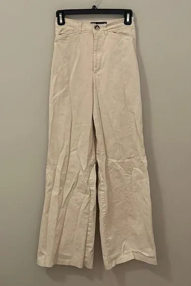Zara High-Waisted Cream Wide-Leg Pants trousers size XS! - Image 1