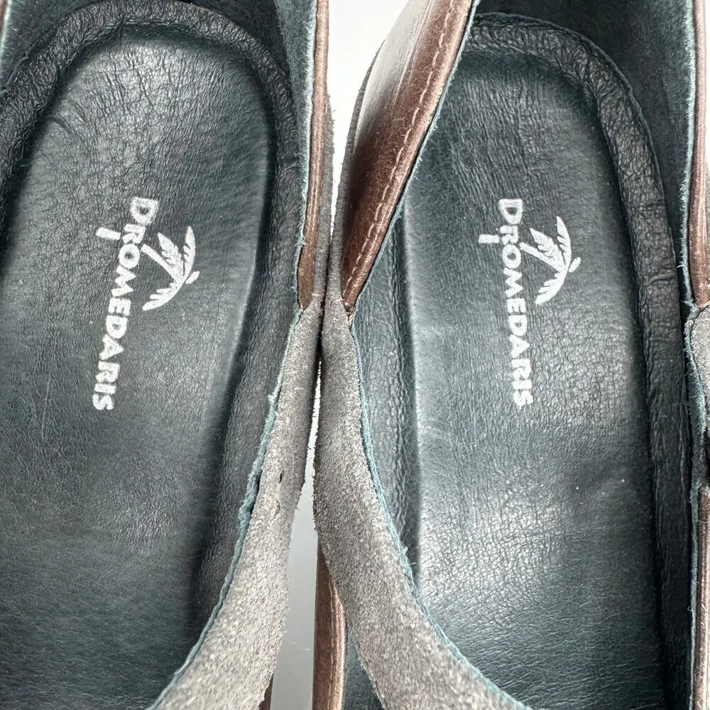 Dromedaris shoes women's 37 Mary Jane heels pumps leather brown gray retro NEW Size 6.5 - Image 5