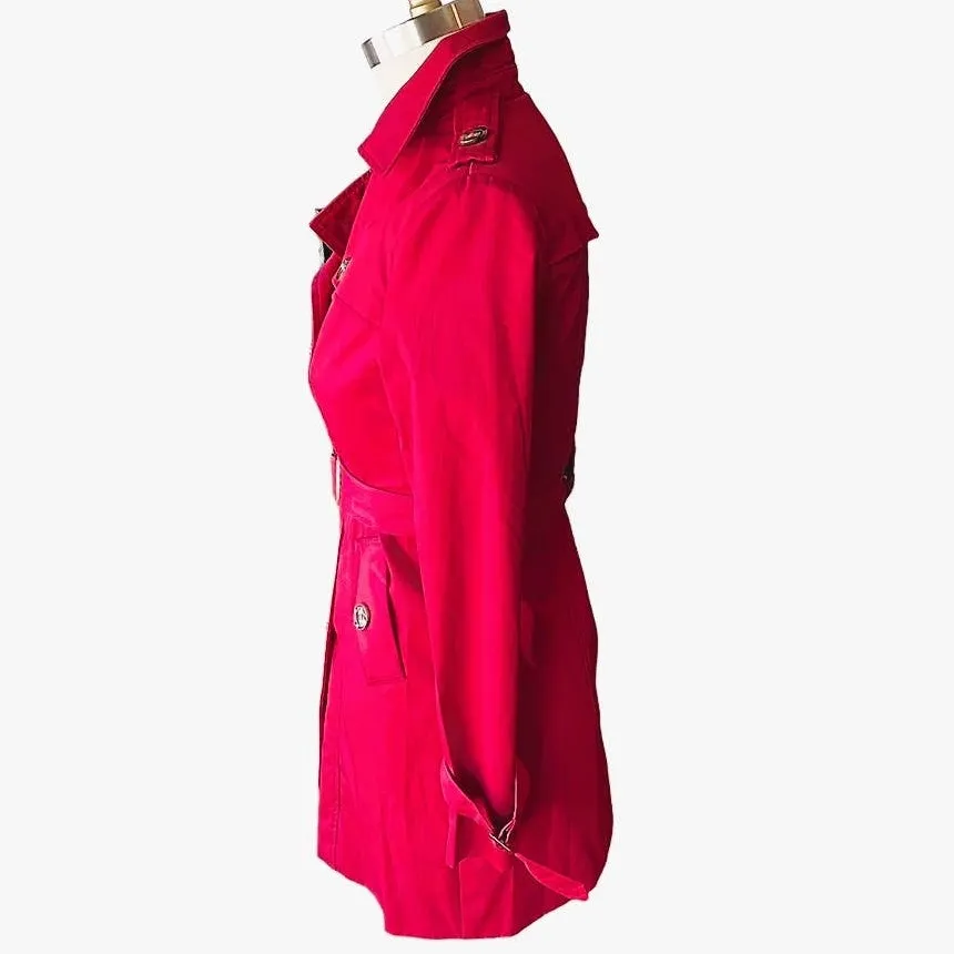 Short Red Double Breasted Trench Coat Jacket by MENG YIREN ~ Women's Size M / L - Image 4