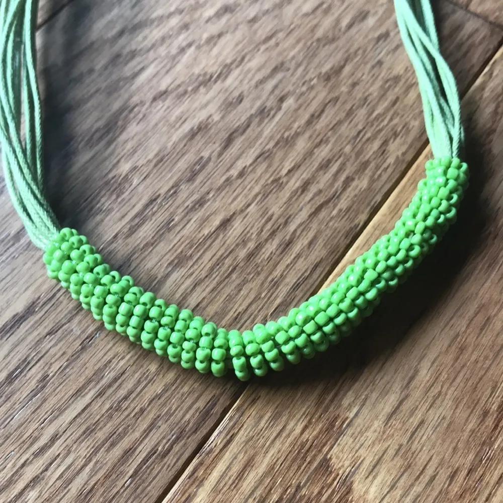 Lime green cord bead necklace - Image 2