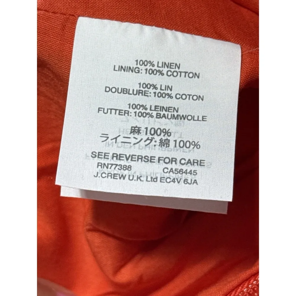 J. Crew Red Linen Skirt Size 0 Womens Mini A-Line Button Accent‎ Career - Image 3