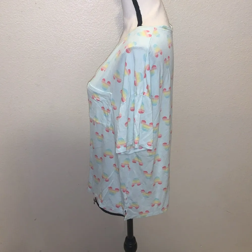 Disney  aqua blue Mickey Mouse Short Sleeve Pajama Shirt - Image 3