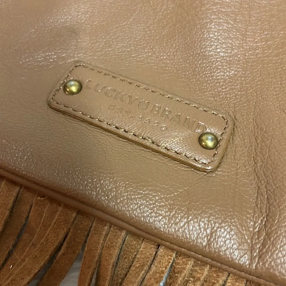 Lucky Brand Brown  Leather Boho Fringe Crossbody Bag Shoulder Handbag Purse - Image 2