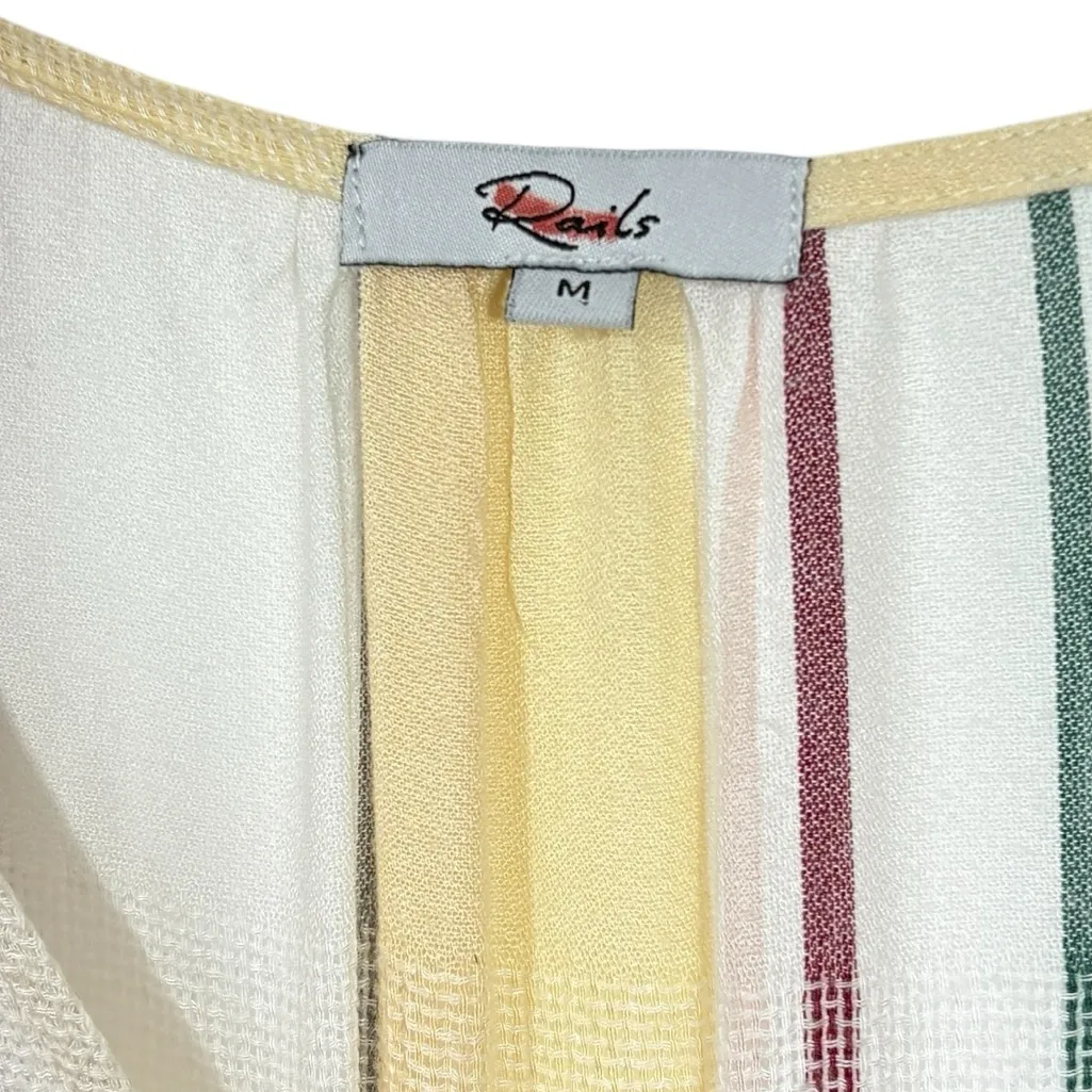 Rails Becca Cusco Striped Long Sleeve Surplice Tie Waist Mini Dress M - Image 5