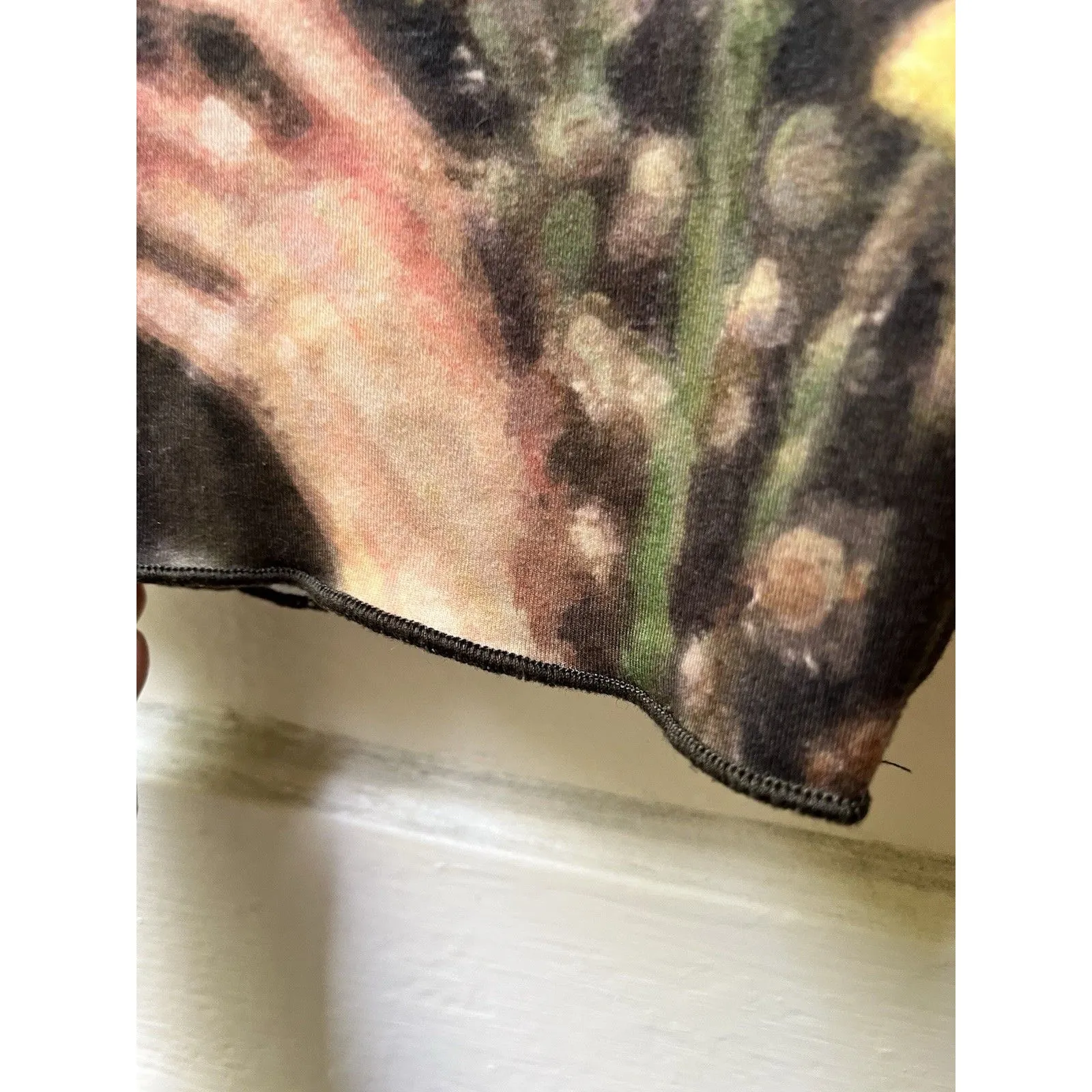 Shein Womens Avante Garde Crop Tee Size S Brown Watercolor Expressionist Flowers - Image 4