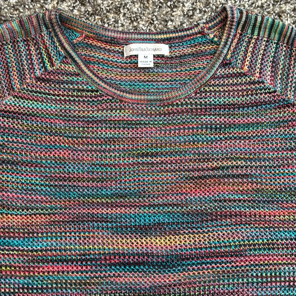 JohnPaulRichard Multicolor Knit Sweater Pink Size M - Image 3