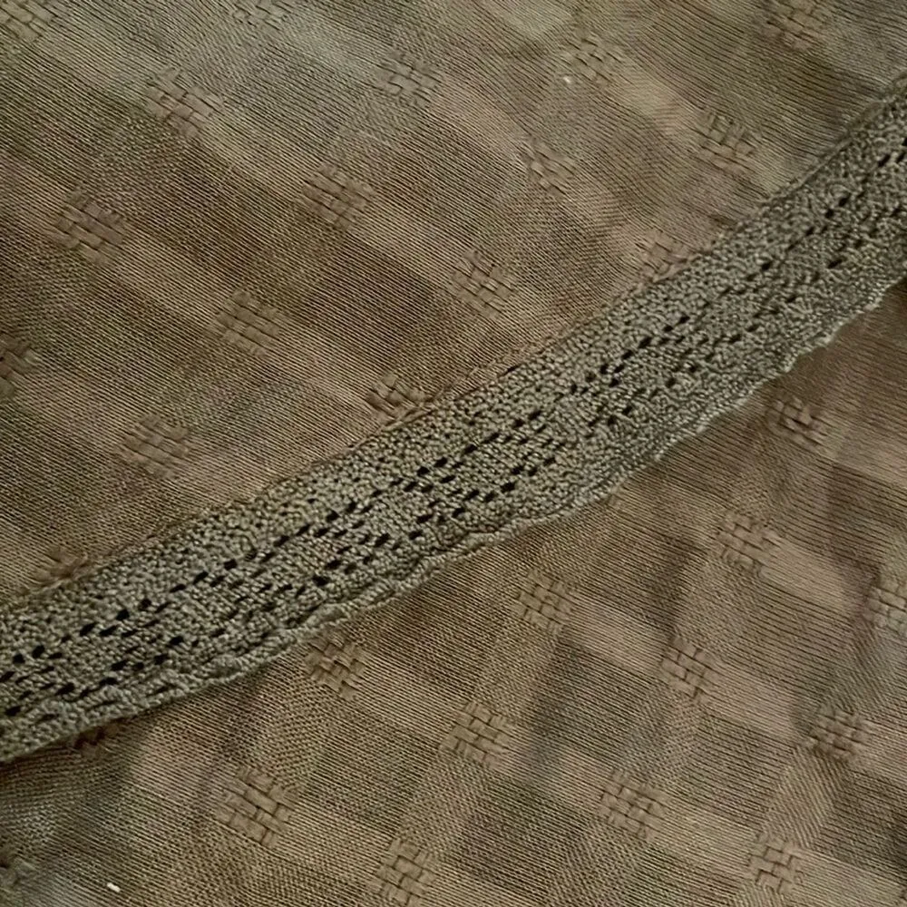 Versona Olive Green Boho Blouse Top Womens Size Medium NEW Cotton Casual Lace - Image 12