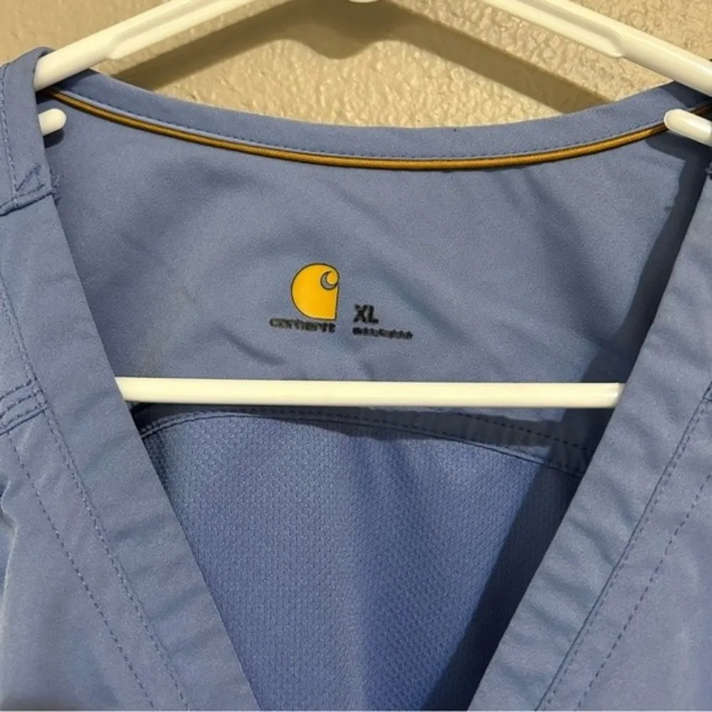 Carhartt Force multi pocket v neck scrub top ceil blue women’s size XL - Image 6