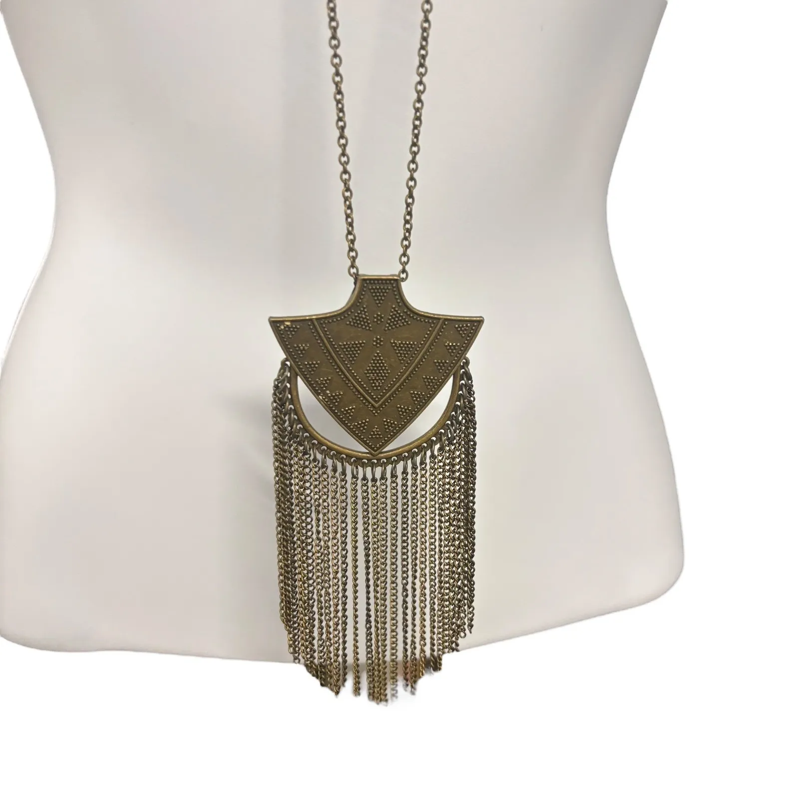 Paparazzi Hunt Or Be Hunted‎ Brass Necklace Long Fringe Chain Tribal - Image 2