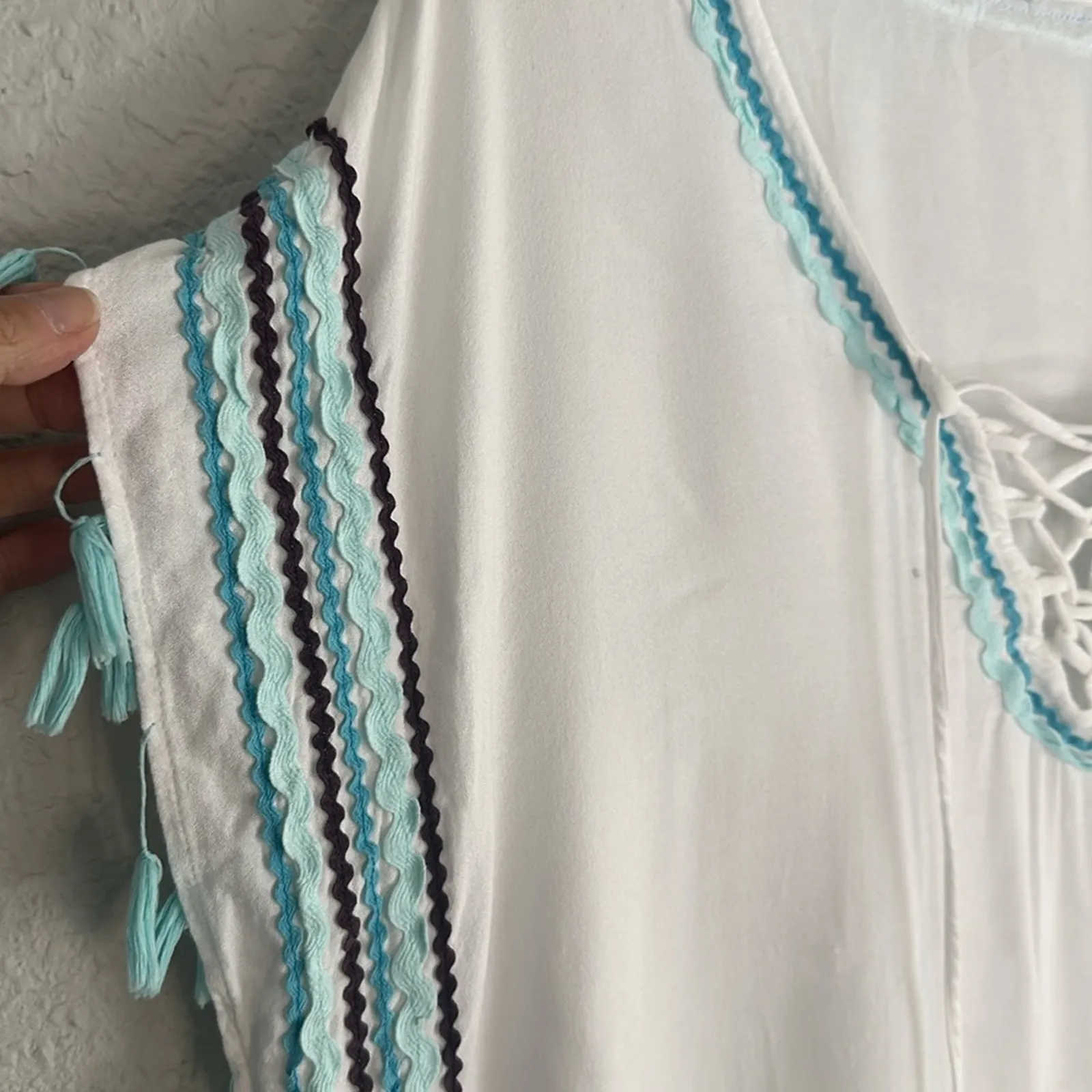 Surf Gypsy White Beach Coverup Dress Beach Resortwear Vacation Boho Coastal Pool - Image 4