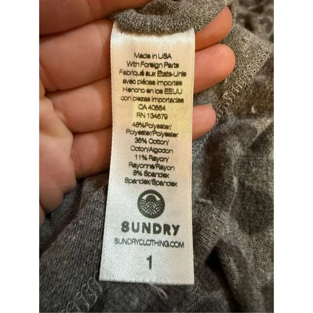 SUNDRY Anthropologie Gray Leopard Print Ruched Midi Dress Size 1 (US Small) - Image 9