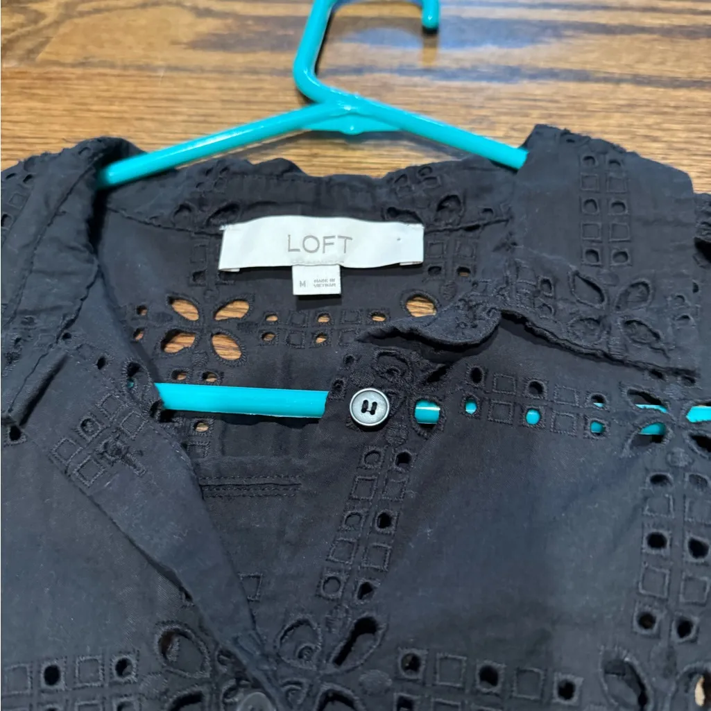 LOFT Black Eyelet Shirt - Image 2