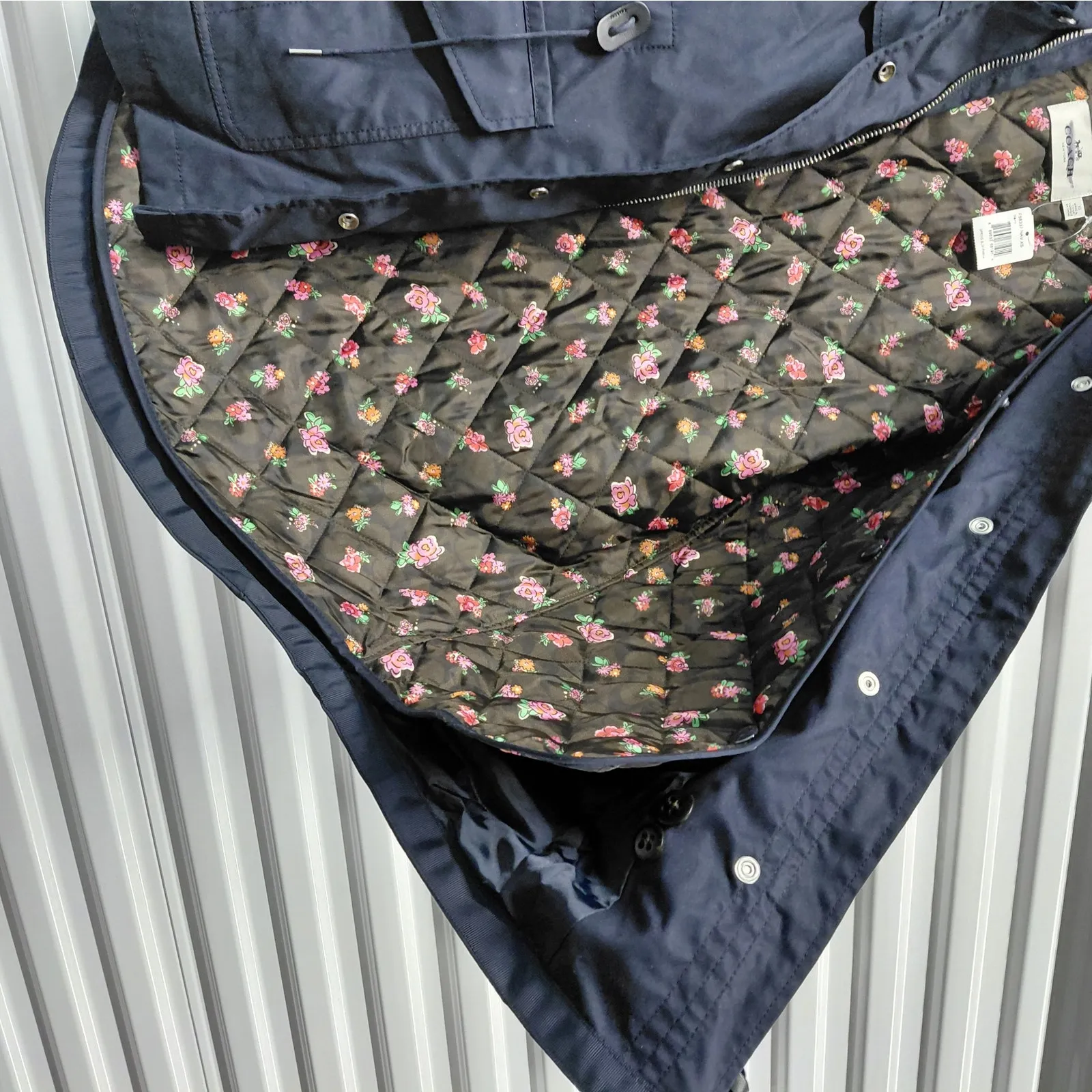 $595 NWT Coach Womens Hooded Parka Jacket Size XS Blue Utility Quiet Luxury Cozy - Image 4